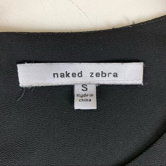 NAKED Zebra Black Sleeveless Tank Top with Scallop capped Sleeves Size small - Picture 3 of 10